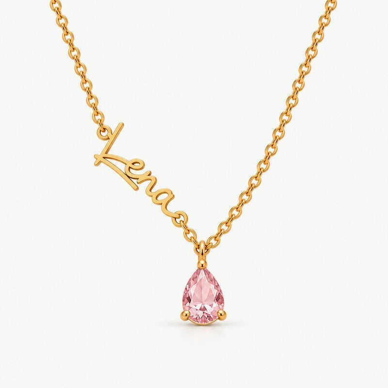 Alina naamketting met geboortesteen – goud