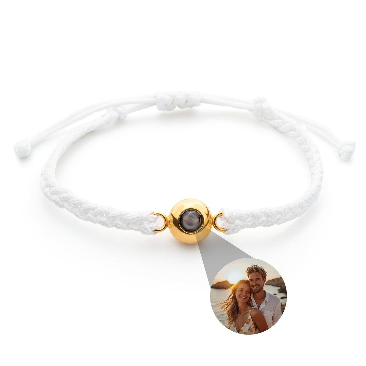 Gepersonaliseerde Fotoarmband — Wit/Goud