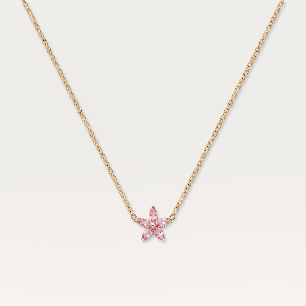 Flora bloemenketting met geboortestenen – goud, 1 bloem