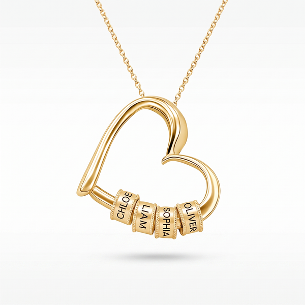 Hartketting met Gegraveerde Kralen — studio