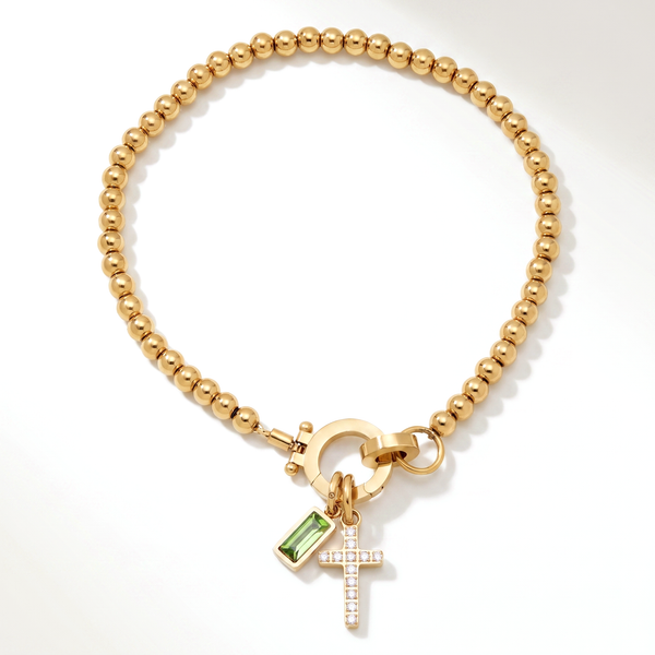 Geboortesteen Kruisje Armband — studio